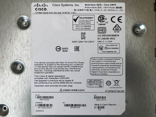 Cisco 891F with PSU Cisco C891F-K9 Cisco 891F-K9 with UK PSU -Inc VAT - Picture 3 of 6