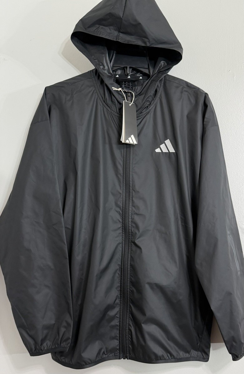 Men's Adidas Big LOGO MULTISPORT HOODED SHELL jacket BLACK Sz