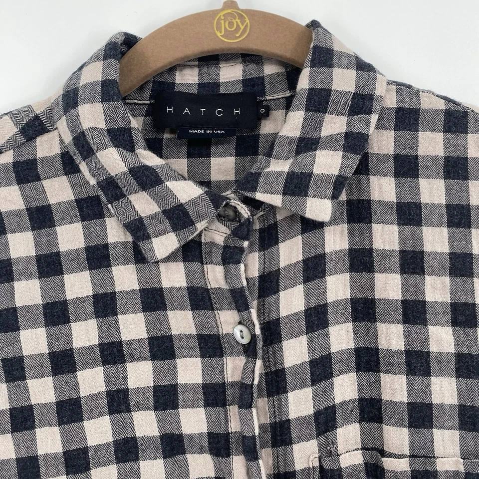 Hatch Maternity Black Plaid Checks Pocket Shirt Size XS / 0 - Image 4 of 4