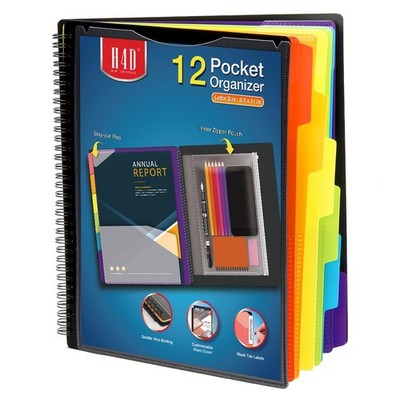 12 Pocket Poly Project Organizer, Spiral Multi Pocket Folder Organizer, Multi...