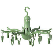 IKEA PRESSA Hanging Dryer 16 Clothes Pegs Octopus Design Green Foldable