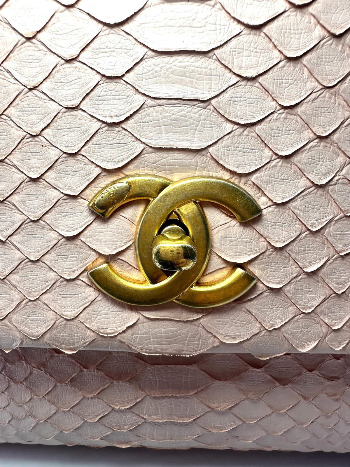 Chanel CoCo Handle Pink Python Snakeskin Medium S… - image 6