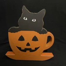 Quill to Paper by Six Trees Handcrafted Black Cat With Jack-O-Lantern