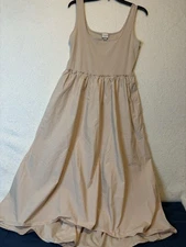 A New Day  Maxi Sundress Nude/light tan Sleeveless Tank Size Medium Pockets
