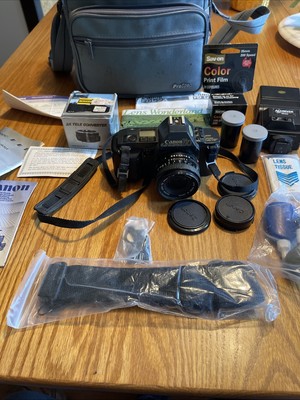 Canon T70 Camera & Accessories W/ Bag 50 mm