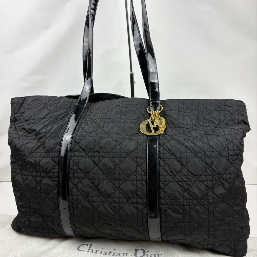 Christian Dior Canage Black Tote Bag Large A4 Storage Capacity