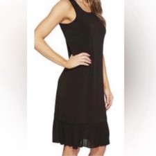 NWT Michael Michael Kors Womens Black Sleeveless Pleat Hem Dress Size M Capsule