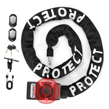  4FT Smart Alarm Bike Lock - 110dB Remote-Controlled Siren & 8mm Anti Black