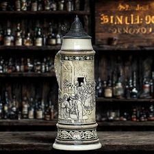 Hanke Beer Stein 1305 Dancing 3.0 L Germany Antique ca 1900