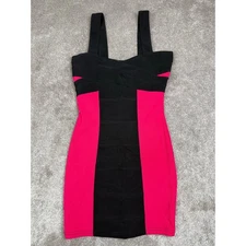 Black & Hot Pink Colorblock Bodycon Dress Size M Sexy Clubwear Party Mini