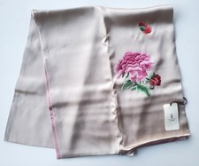 Gorgeous Shanghai Story Chinese Embroidered Bilcolor Silk Scarf - Taupe and Pink