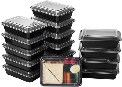 32 oz 50Pack Plastic Meal Prep Food Storage Containers W/ Lids Reusable 1