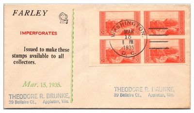 #ad #ad National Parks #757 Farley IMPERFORATE Block of 4 USA 1935 FDC LOT 2353 $29.95