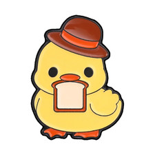 Cute Gentleman Duck Holding a Toast Enamel Pin Funny Kawaii Duck Wear Frog Head