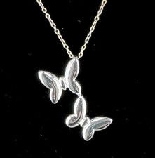 925 Sterling Silver Solid Twin Butterfly Pendant w 18" Necklace Italy 2.43g TW