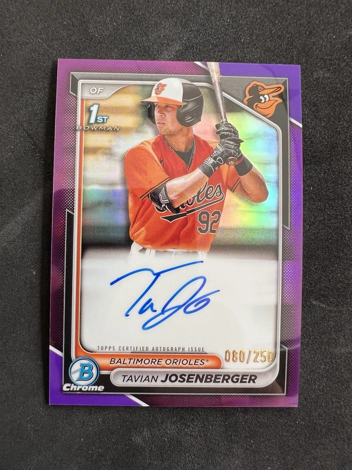 2024 Bowman Tavian Josenberger Chrome Prospect Auto Purple Refractor /250 1st RC