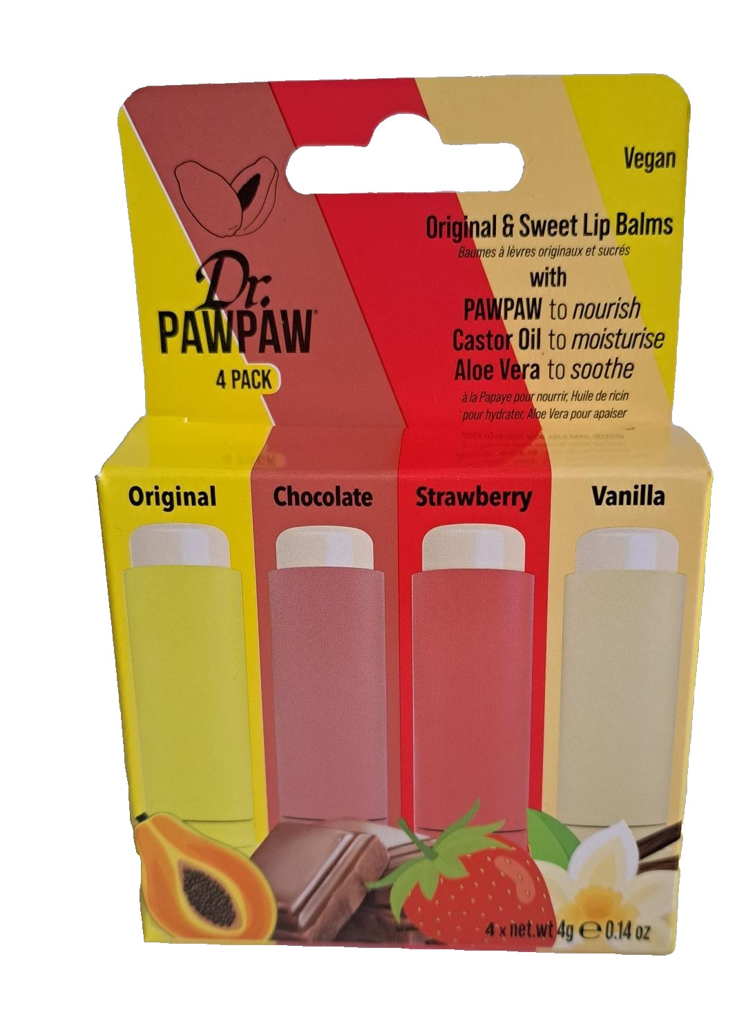 Dr Paw Paw Original & Sweet Lip Balms Set 4 Pack 4g Stick Balms