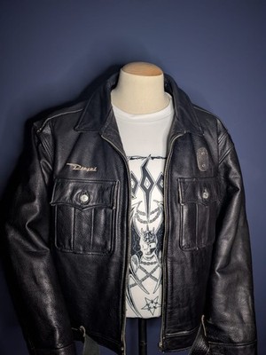 Vintage Diesel Lederjacke XXL Black Leather Jacket Finest Hides Archive 90s 00s