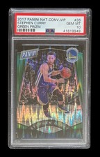 2017 PANINI NAT VIP GREEN PRIZM #36 STEPHEN CURRY 5/5 PSA 10