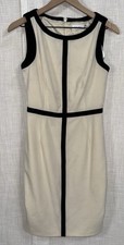Calvin Klein Women's 2 Tan & Black Sleeveless Sheath Dress Colorblock