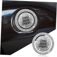 Bling Crystal Car Engine Start Ring Sticker, Sparkling Rhinestone Push White