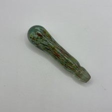 Handmade Art Glass Decorative Wand Green Multicolor Swirl 6 in