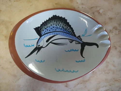 Mid Century Modern Stangl Pottery Sportsman Ashtray Trinket Dish Sailfish