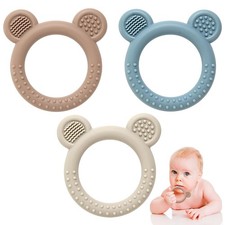 Eascrozn Teething Toys 3 6 Months 3 Pack Silicone BPA Free