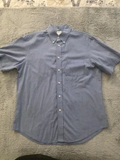 Brooks Brothers Shirt Mens Large Blue Gingham Short Sleeve Regent Cotton Summer