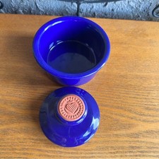 Culinaria Butter Stamp Ceramic Crock Indigo Cobalt Blue Country Heart