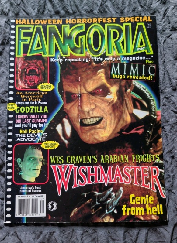 Fangoria Magazine #167 featuring Mimic, Wishmaster, Godzilla