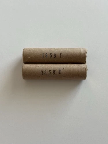 2 Roll Lot 1958 D BU Uncirculated Old Bank Wrap Lincoln Wheat Penny Cent 1C