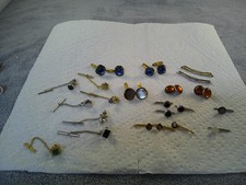 LOT BIJOUX VINTAGE HOMME fermoirs à cravate, boutons de manchette et divers, certains SWANK
