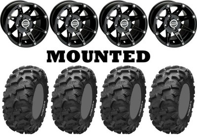 Kit 4 ITP Blackwater Evolution Tires 27x9-12/27x11-12 on Moose 387X Black FXT