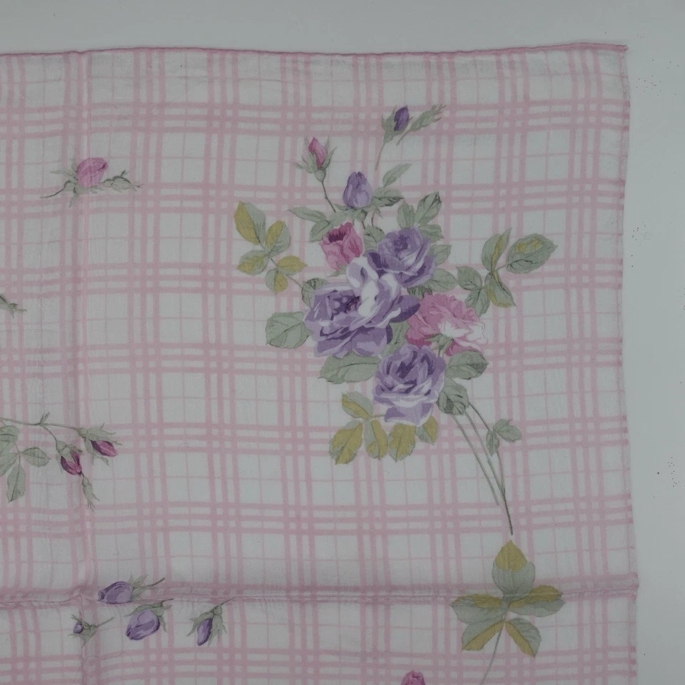 Burberrys розовый цветочный чек носовой платок 20 «x 20,5» винтажный свернутый подол хлопок - Изображение 3 из 4