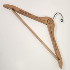 1960s Sheraton Hotels Wooden Clothes Hanger Metal Hook Hospitality Advertising