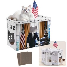 White Cardboard Cat House Scratcher Box Playhouse Castle Indoor Pets Bed