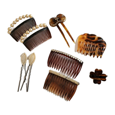 Vintage ART DECO Rhinestone and Pearls Celluloid Hair Ornament French Hair Pick Vintage Art Deco Celluloid Hair Combs Ornaments Accessories  main image 4