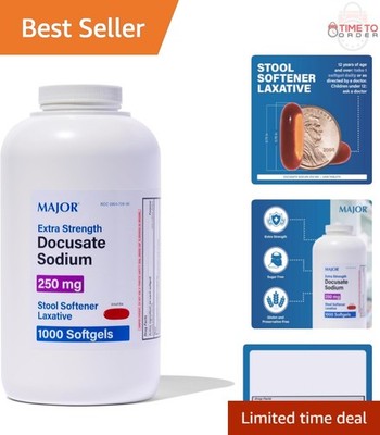 Docusate Sodium 250mg Softgels Extra Strength Laxative Stool Softener for Con...