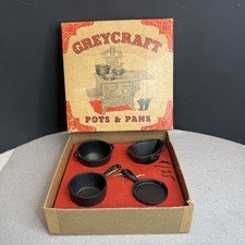 Vintage Greycraft cast iron pots and pans Miniatures With Box U-120 made in USA