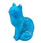 Mosser Sitting Cat Blue Milk Glass Figure 3in Figurine Retired 1976 Vintage #101