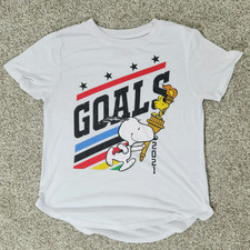 Peanuts Snoopy 2021 Olympics Goals Graphic T-Shirt White Womens Size Medium 7-9