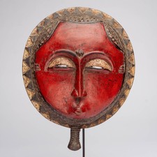 0327 MASCHERA BAULE CON BASE COSTA D'AVORIO AFRICA ARTE TRIBALE AFRICANA