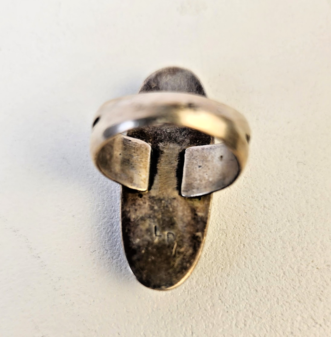 Sterling Silver Ring Lapiz Native Large Stone Siz… - image 5