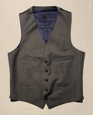 J. Crew Tollegno 1900 Gray Men’s Waistcoat Vest 100% Wool Size S