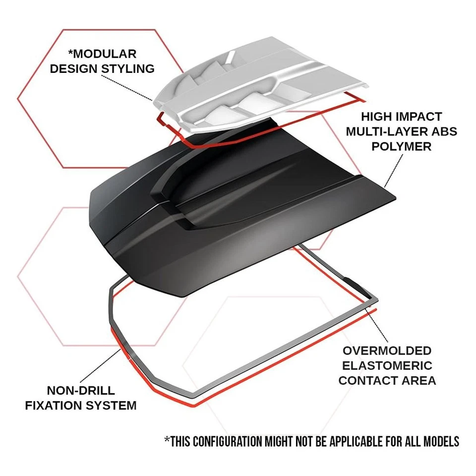 For Ford F-250 Super Duty 2017-2021 Air Design Satin Black Hood Scoop Foto 4 de 4