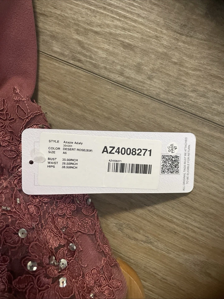 Azazie Bridesmaid Dress Adaly Size A6 Desert Rose Discontinued NWT - Image 4 of 4