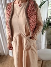 ❣️Cottage Kleid Kaftan beige 5XL 6 7XL 50 52 54 Taschen Unterkleid Landhaus Sjö