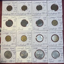 1920 - 1925 Germany Weimar Republic 1 Pfennig to 200 Mark 16 Coin Lot