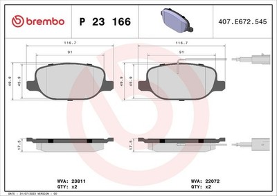 BREMBO Bremsbelagsatz, Scheibenbremse P 28 047 für HONDA